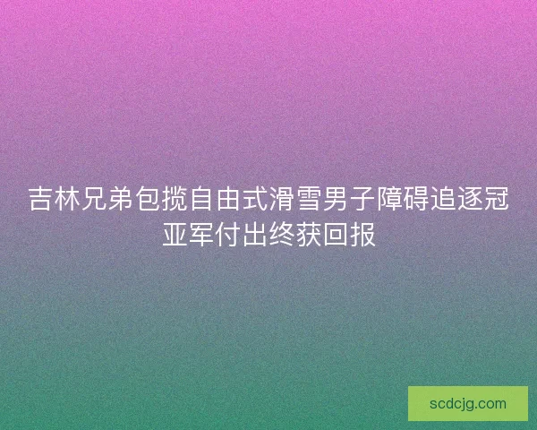 吉林兄弟包揽自由式滑雪男子障碍追逐冠亚军付出终获回报 吉林兄弟包揽自由式滑雪男子障碍追逐冠亚军付出终获回报